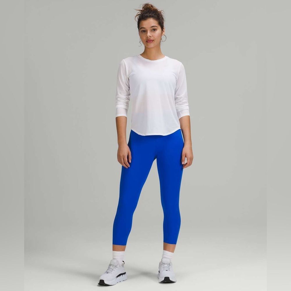 Lululemon Blue Base Pace HR Tight Cropped Crop Length 23” Women's Size 14 Royal - Picture 2 of 11
